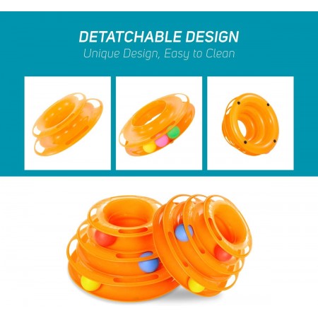 Meidong Cat Tracks Cat Toy - Fun Levels of Interactive Play - Circle Track with Moving Balls Satisfies Kitty’s Hunting, Chasing & Exercising Needs